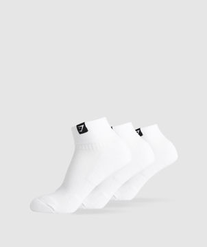 WOVEN TAB QUARTER SOCKS 3PK