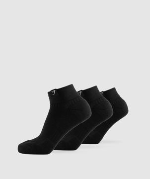 WOVEN TAB QUARTER SOCKS 3PK