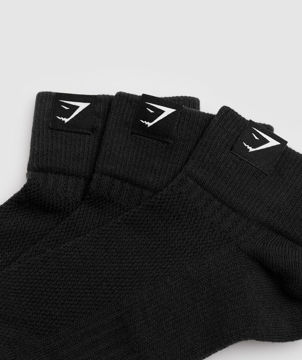 WOVEN TAB QUARTER SOCKS 3PK