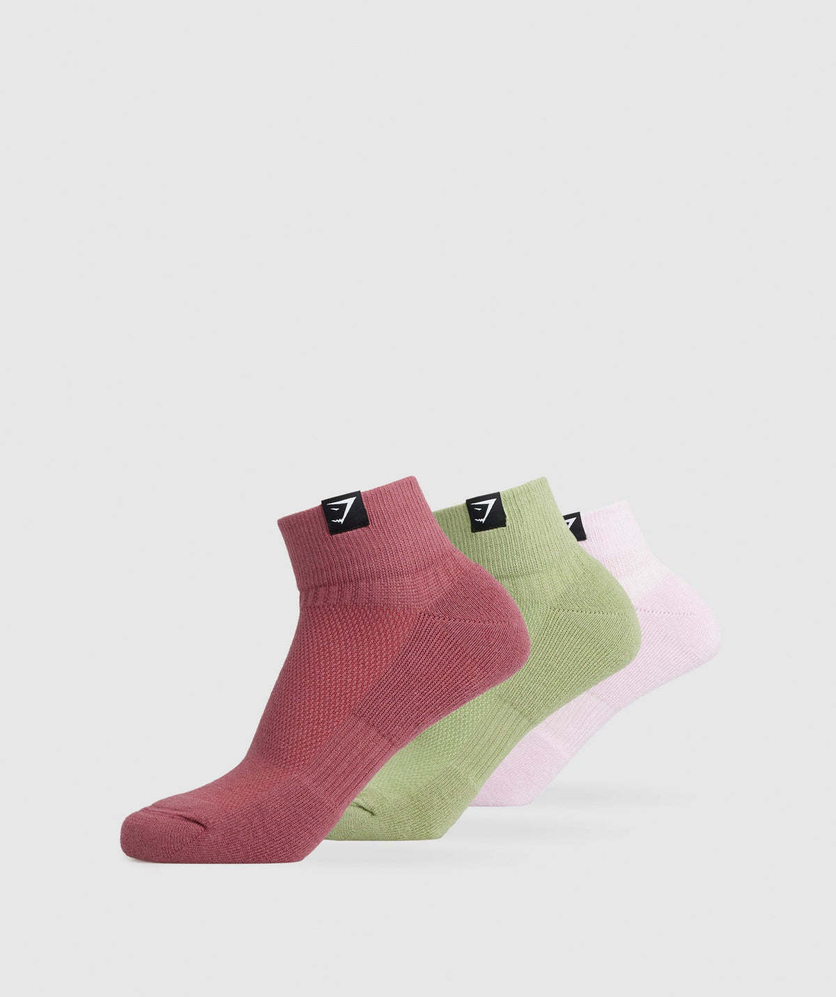 WOVEN TAB QUARTER SOCKS 3PK