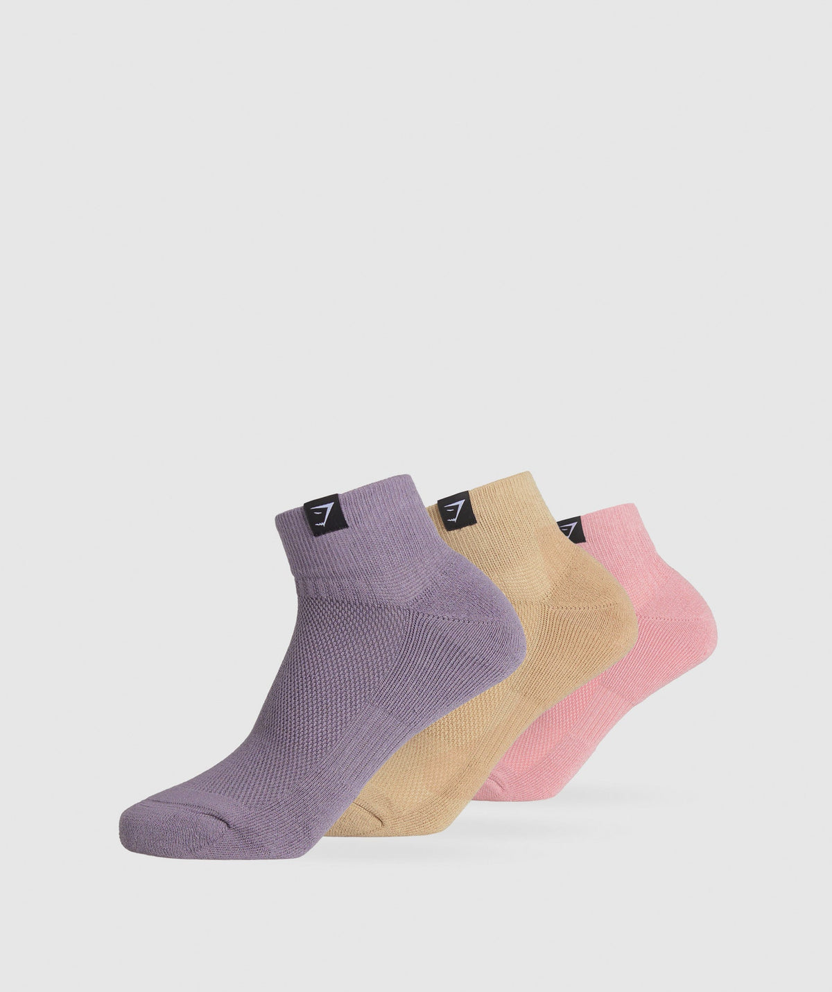 WOVEN TAB QUARTER SOCKS 3PK