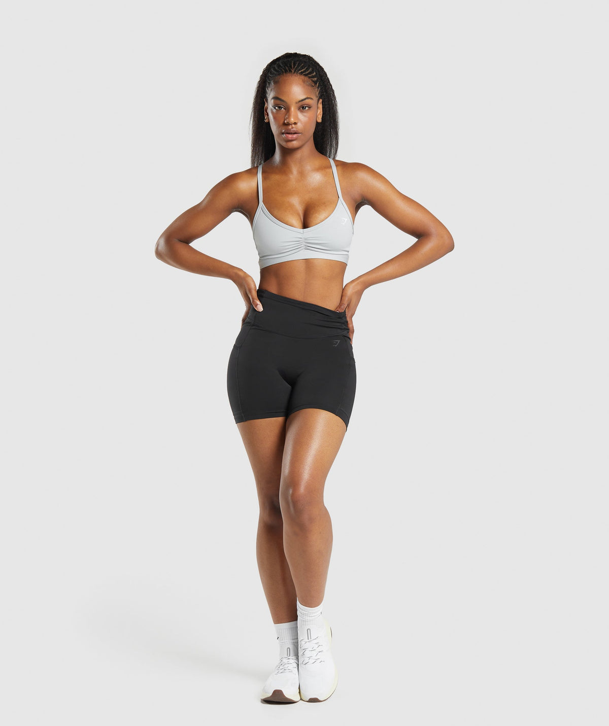 RUCHED STRAPPY SPORTS BRA