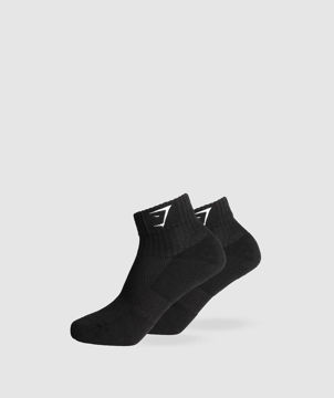 SHARKHEAD EMBROIDERED QUARTER SOCKS 2PK