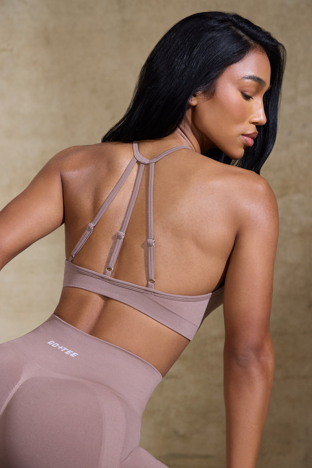 High Neck Open Back Define Luxe Sports Bra