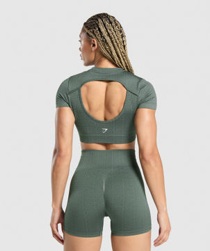 ADAPT MONOGRAM SEAMLESS RUCHED CROP TOP