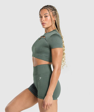 ADAPT MONOGRAM SEAMLESS RUCHED CROP TOP