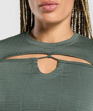 ADAPT MONOGRAM SEAMLESS RUCHED CROP TOP